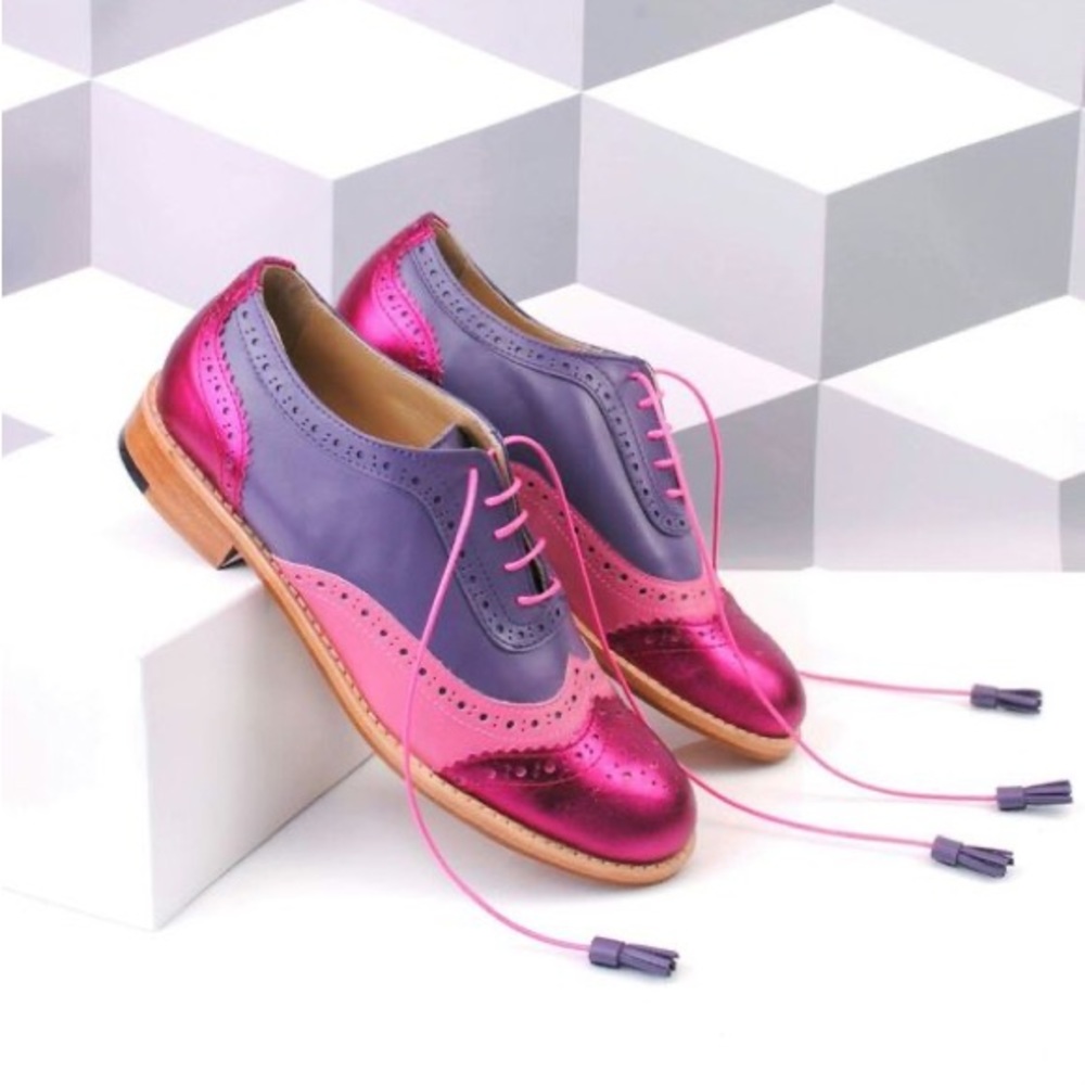 Handcrafted women oxford wingtip lace up brogue shoes - Picture 8 of 9